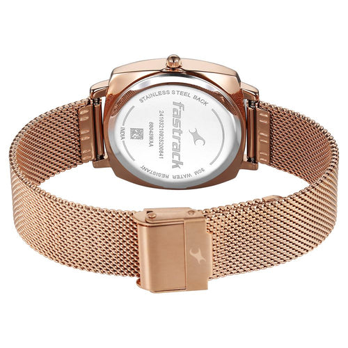 Fastrack Stunners Quartz Analog Rose Gold Dial Rose Gold Stainless Steel Strap Watch For Girls 68043WM06
