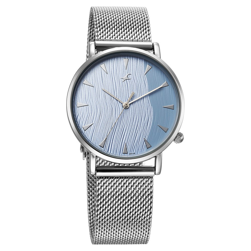 Fastrack Stunners X Quartz Analog Blue Dial Stainless Steel Strap Watch For Girls 68044SM01