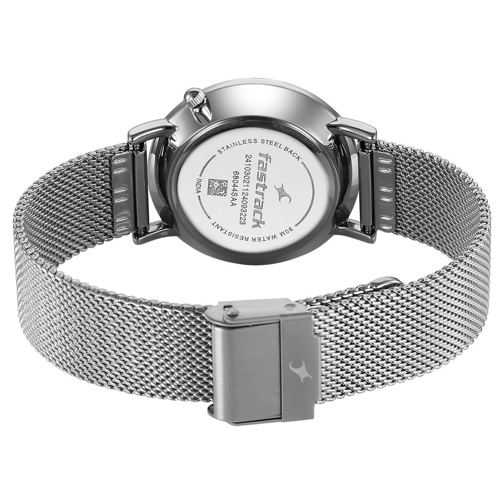 Fastrack Stunners X Quartz Analog Blue Dial Stainless Steel Strap Watch For Girls 68044SM01