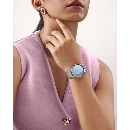 Fastrack Stunners X Quartz Analog Blue Dial Stainless Steel Strap Watch For Girls 68044SM01