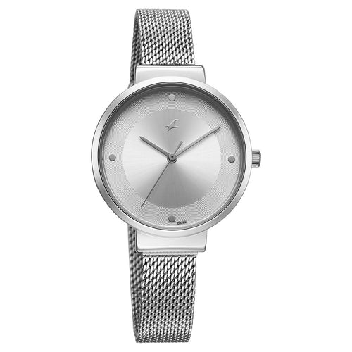 Fastrack Stunners X Quartz Analog Silver Dial Stainless Steel Strap Watch For Girls 68045SM01