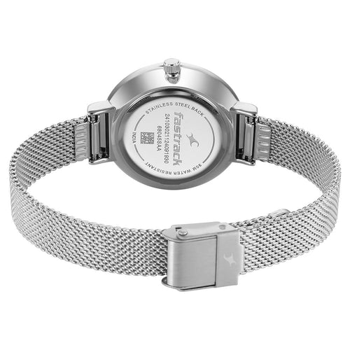 Fastrack Stunners X Quartz Analog Silver Dial Stainless Steel Strap Watch For Girls 68045SM01