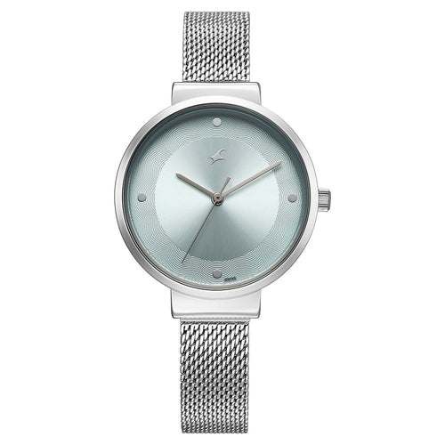 Fastrack Stunners X Quartz Analog Green Dial Stainless Steel Strap Watch For Girls NU68045SM02