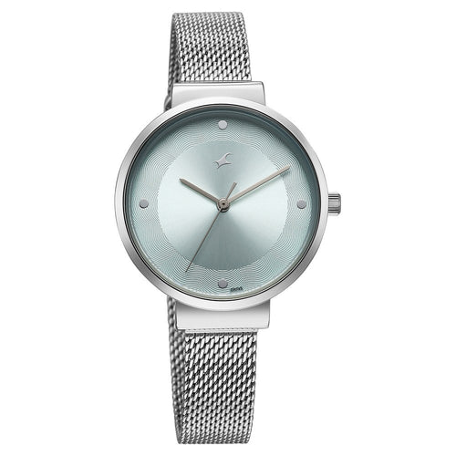 Fastrack Stunners X Quartz Analog Green Dial Stainless Steel Strap Watch For Girls 68045SM02
