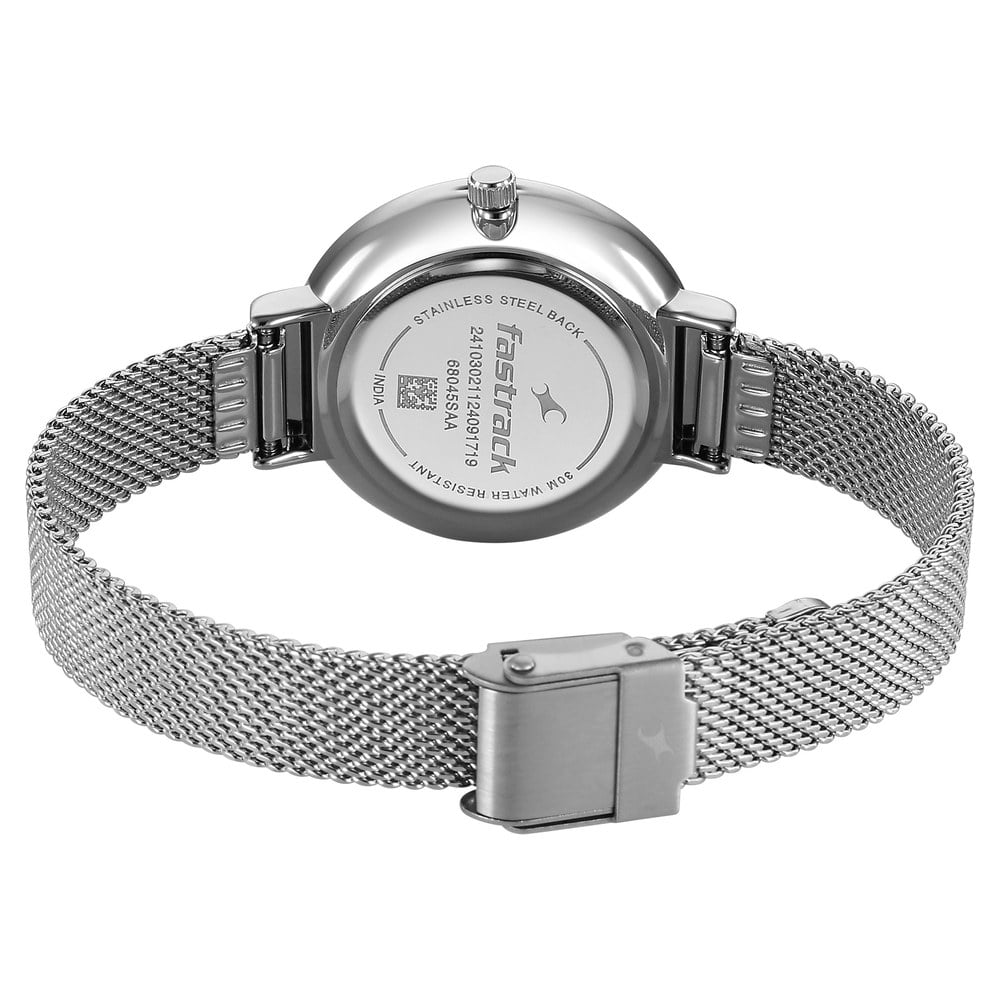 Fastrack Stunners X Quartz Analog Green Dial Stainless Steel Strap Watch For Girls NU68045SM02