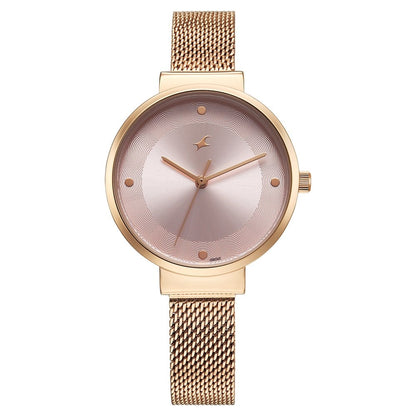 Fastrack Stunners X Quartz Analog Pink Dial Stainless Steel Strap Watch For Girls NU68045WM02