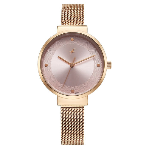 Fastrack Stunners X Quartz Analog Pink Dial Stainless Steel Strap Watch For Girls NU68045WM02