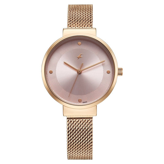 Fastrack Stunners X Quartz Analog Pink Dial Stainless Steel Strap Watch For Girls NU68045WM02
