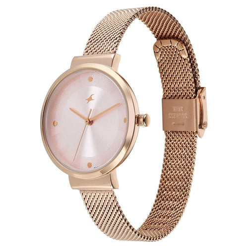 Fastrack Stunners X Quartz Analog Pink Dial Stainless Steel Strap Watch For Girls 68045WM02