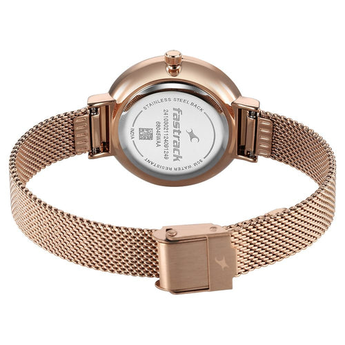 Fastrack Stunners X Quartz Analog Pink Dial Stainless Steel Strap Watch For Girls NU68045WM02
