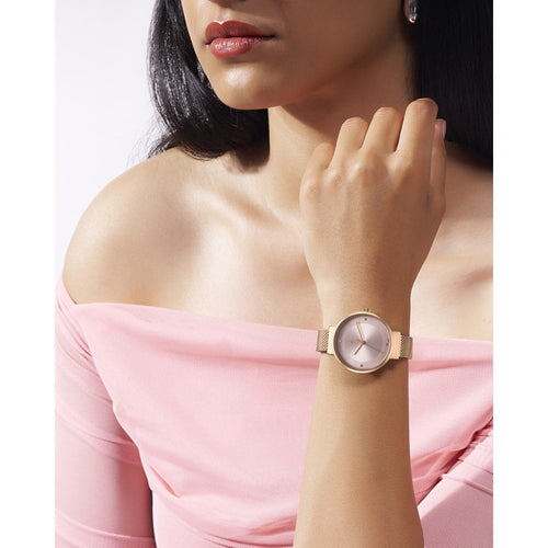 Fastrack Stunners X Quartz Analog Pink Dial Stainless Steel Strap Watch For Girls 68045WM02
