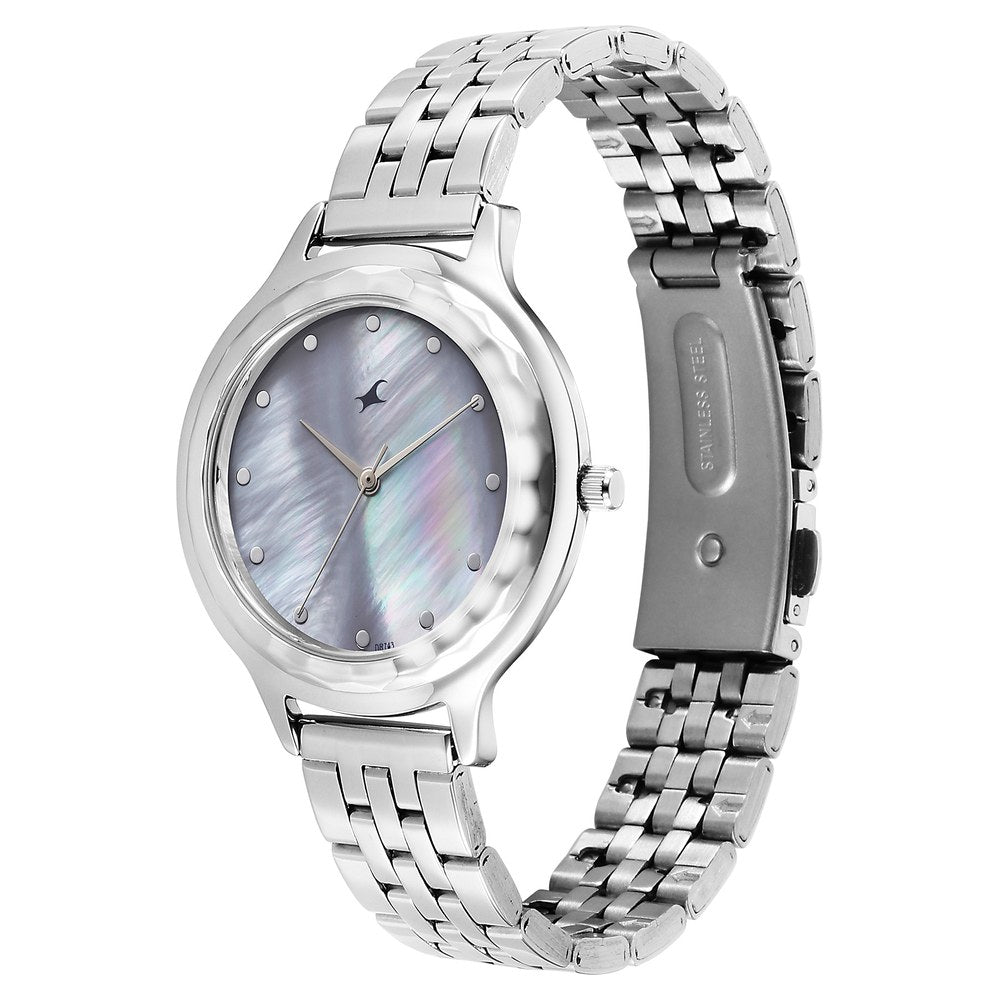 Fastrack Stunners X Quartz Analog Purple Dial Stainless Steel Strap Watch For Girls 68046SM01