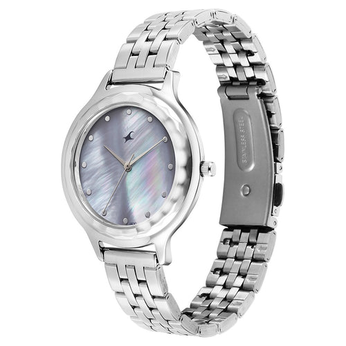 Fastrack Stunners X Quartz Analog Purple Dial Stainless Steel Strap Watch For Girls 68046SM01