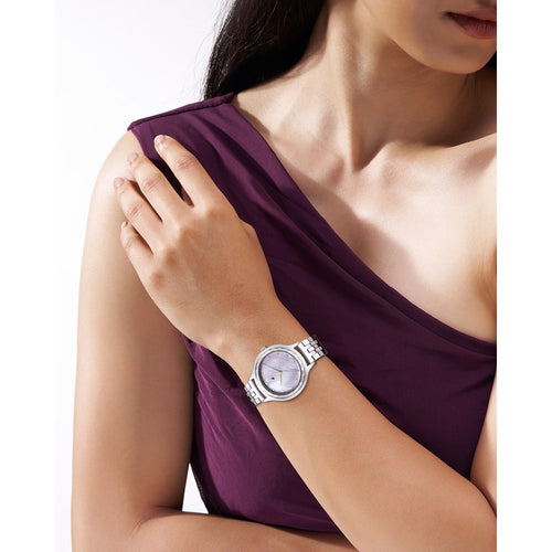Fastrack Stunners X Quartz Analog Purple Dial Stainless Steel Strap Watch For Girls 68046SM01