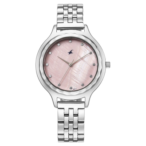 Fastrack Stunners X Quartz Analog Pink Dial Stainless Steel Strap Watch For Girls 68046SM03