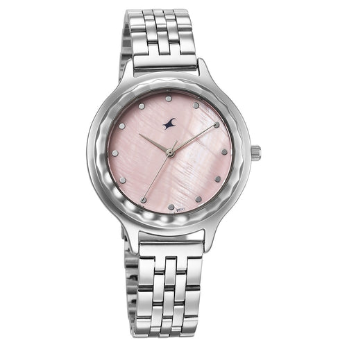 Fastrack Stunners X Quartz Analog Pink Dial Stainless Steel Strap Watch For Girls 68046SM03