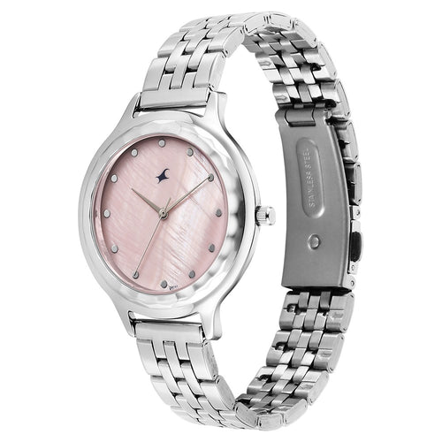 Fastrack Stunners X Quartz Analog Pink Dial Stainless Steel Strap Watch For Girls 68046SM03