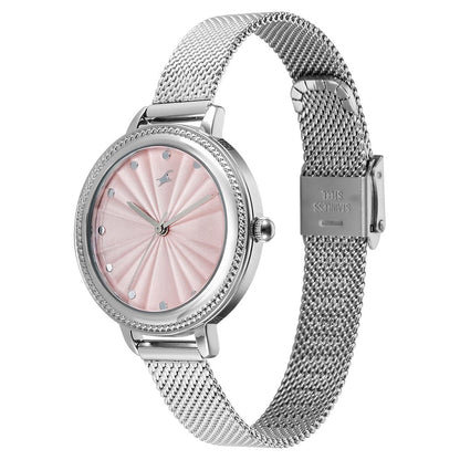 Fastrack Stunners X Quartz Analog Pink Dial Stainless Steel Strap Watch For Girls NU68048SM01