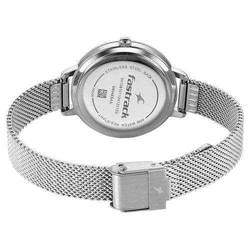 Fastrack Stunners X Quartz Analog Pink Dial Stainless Steel Strap Watch For Girls NU68048SM01