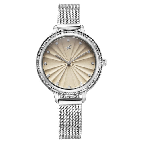 Fastrack Stunners X Quartz Analog Ivory Dial Stainless Steel Strap Watch For Girls NU68048SM02