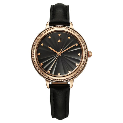 Fastrack Stunners X Quartz Analog Black Dial Leather Strap Watch For Girls 68048WL01
