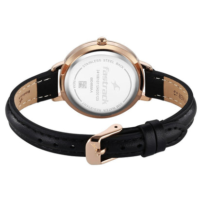 Fastrack Stunners X Quartz Analog Black Dial Leather Strap Watch For Girls 68048WL01