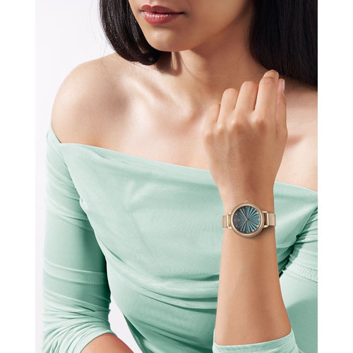 Fastrack Stunners X Quartz Analog Green Dial Stainless Steel Strap Watch For Girls 68048WM01