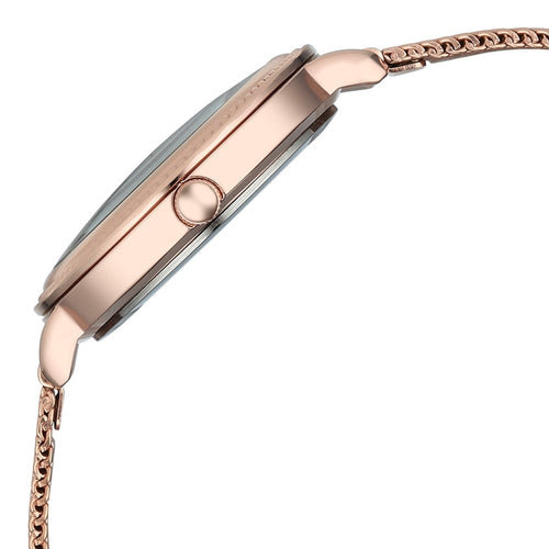 Fastrack Stunners Quartz Analog Blue Dial Rose Gold Stainless Steel Strap Watch For Girls 68048WM03