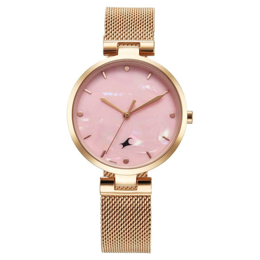 Fastrack Stunners X Quartz Analog Pink Mother Of Pearl Dial Stainless Steel Strap Watch For Girls 68049WM01