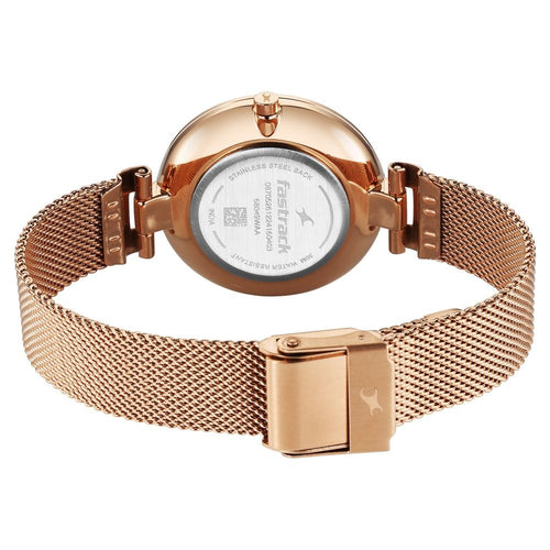 Fastrack Stunners X Quartz Analog Pink Mother Of Pearl Dial Stainless Steel Strap Watch For Girls 68049WM01