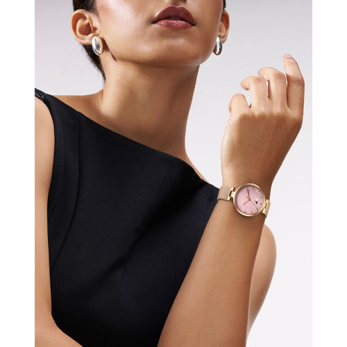 Fastrack Stunners X Quartz Analog Pink Mother Of Pearl Dial Stainless Steel Strap Watch For Girls 68049WM01