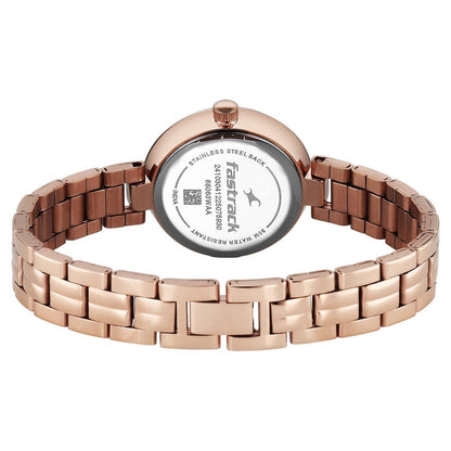 Fastrack Stunners Quartz Analog Teal Dial Rose Gold Stainless Steel Strap Watch For Girls 68063WM02