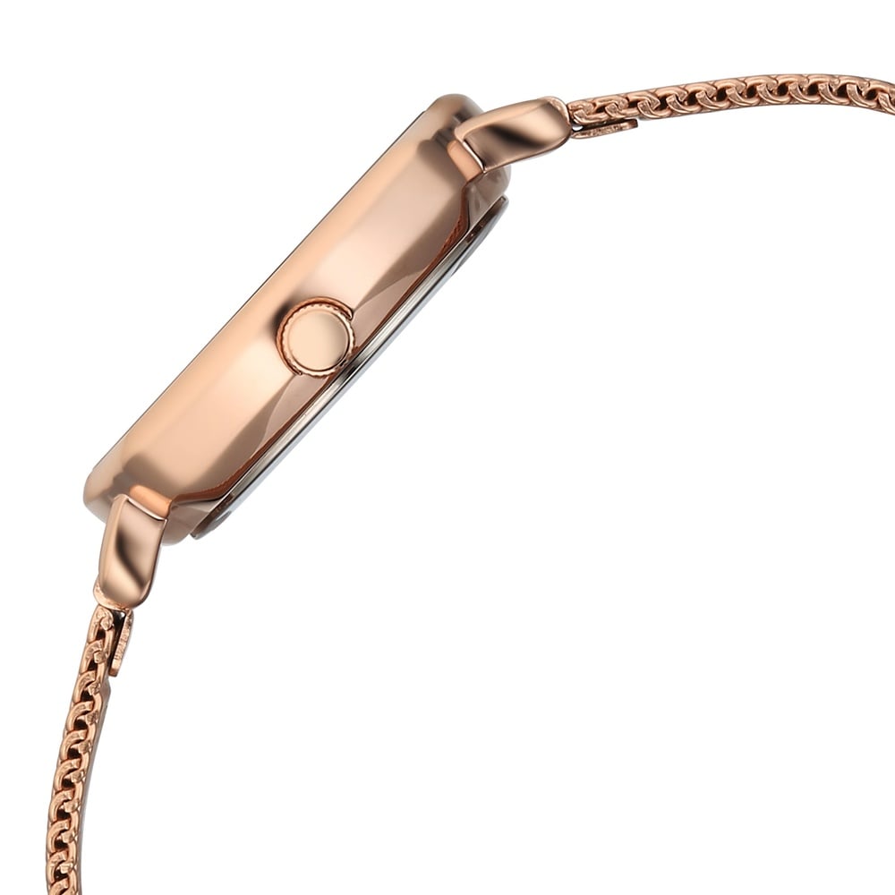 Fastrack Stunners Quartz Analog Green Dial Rose Gold Stainless Steel Strap Watch For Girls 68064WM03
