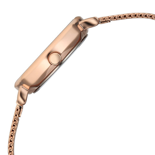 Fastrack Stunners Quartz Analog Green Dial Rose Gold Stainless Steel Strap Watch For Girls 68064WM03
