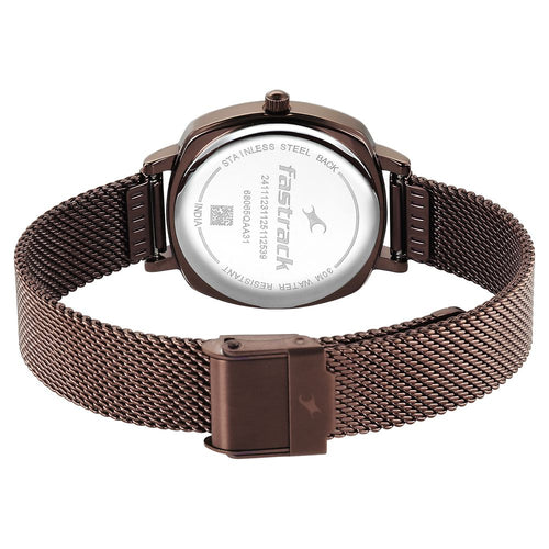 Fastrack Stunners Quartz Analog Brown Dial Brown Stainless Steel Strap Watch For Girls 68065QM01