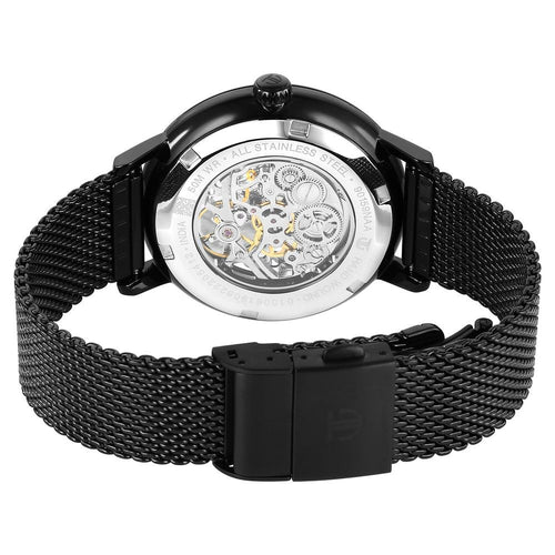 Titan Mechanical Slimline Black Dial Black Mesh Strap Watch for Men - NT90159NM01