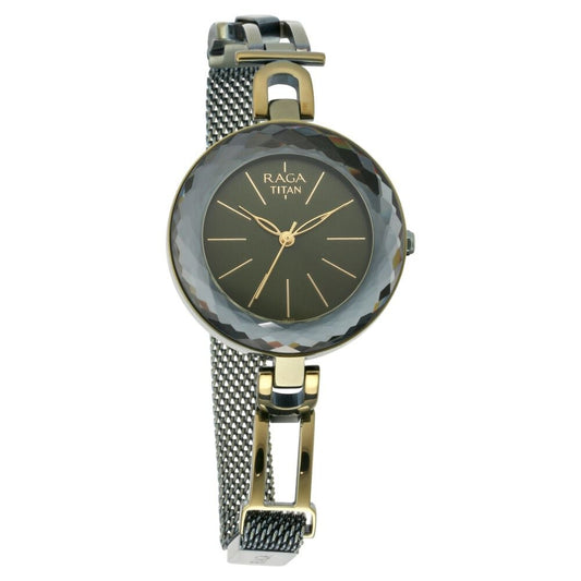 Titan Raga Facets Gun Dial Women Watch With Stainless Steel Strap -NU95122QM01