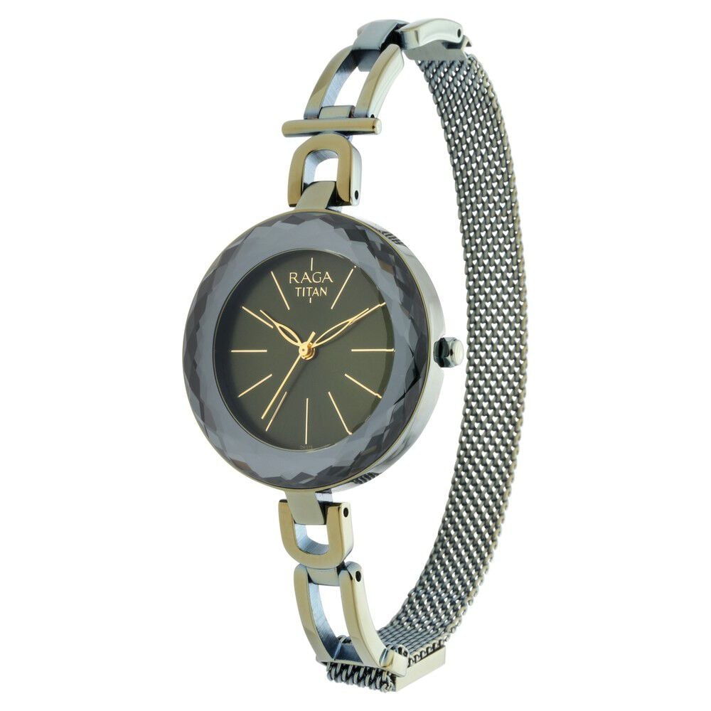 Titan Raga Facets Gun Dial Women Watch With Stainless Steel Strap -NU95122QM01