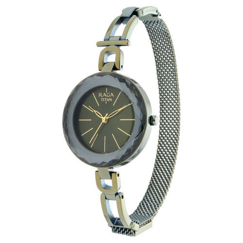 Titan Raga Facets Gun Dial Women Watch With Stainless Steel Strap -NU95122QM01