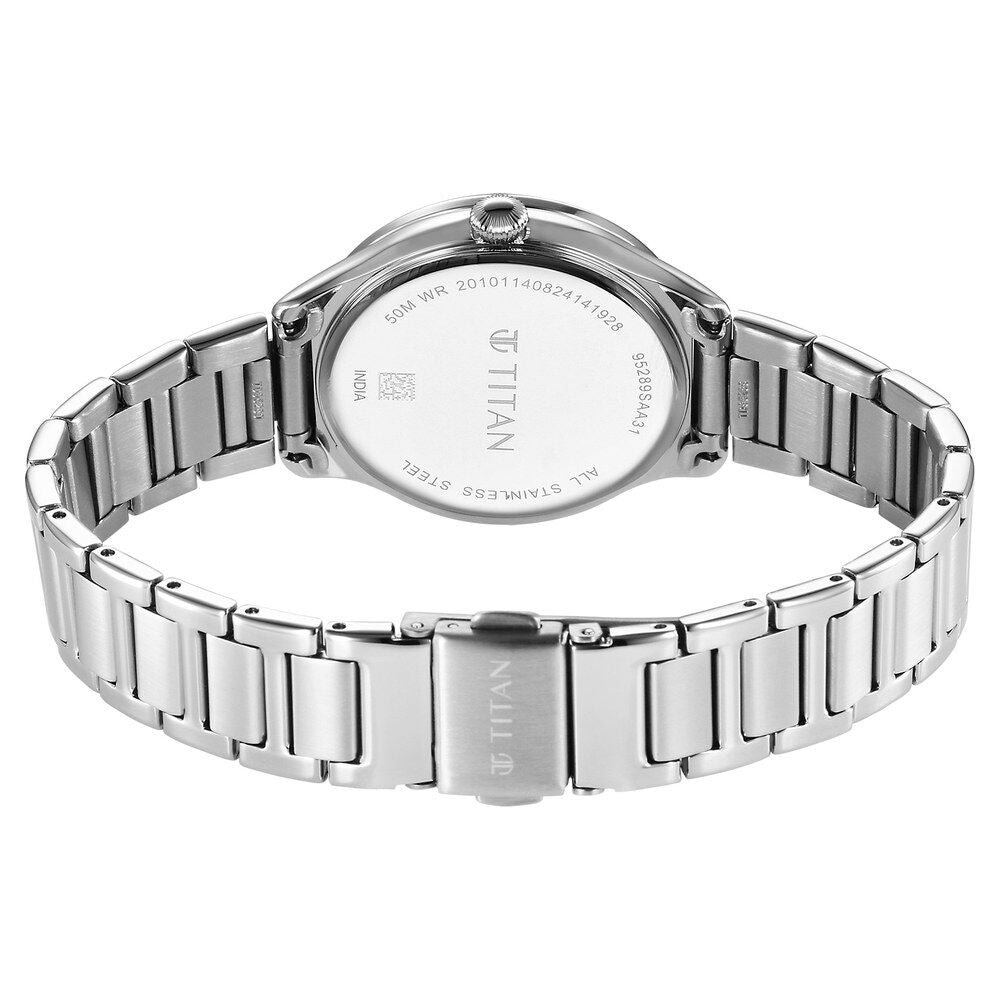 Titan Glamour Quartz Analog with Date Mother Of Pearl Dial Stainless Steel Strap Watch For Women - 95289SM01