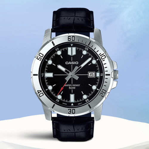 Enticer Men Quartz Black Dial Analog Leather Watch A1371