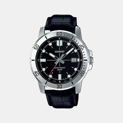 Enticer Men Quartz Black Dial Analog Leather Watch A1371