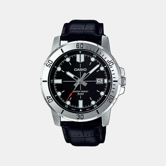 Enticer Men Quartz Black Dial Analog Leather Watch A1371