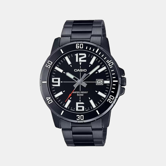 Enticer Men Quartz Black Dial Analog Stainless Steel Watch A1979
