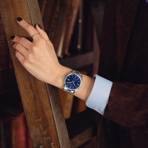 Enticer Men Quartz Navy Dial Analog Stainless Steel Watch A2227