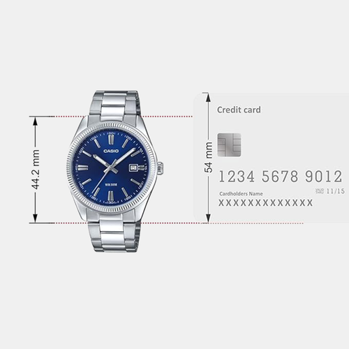 Enticer Men Quartz Navy Dial Analog Stainless Steel Watch A2227