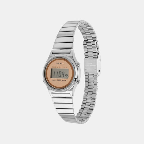 Vintage Women Quartz Pink Dial Digital Stainless Steel Watch A2231