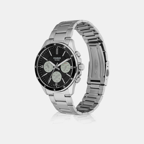 Enticer Men Quartz Black Dial Multi-Function Stainless Steel Watch A2345