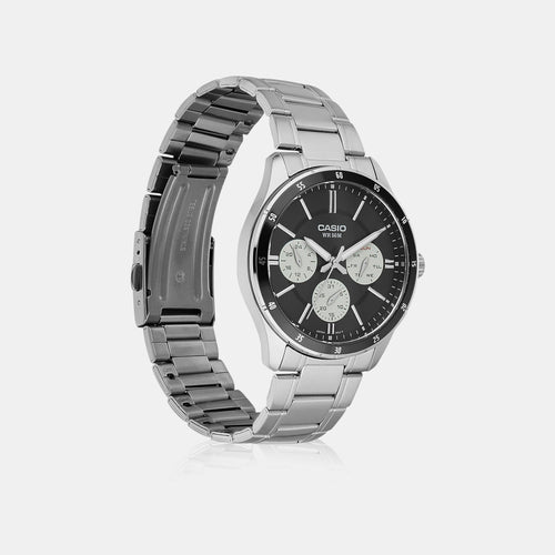 Enticer Men Quartz Black Dial Multi-Function Stainless Steel Watch A2345