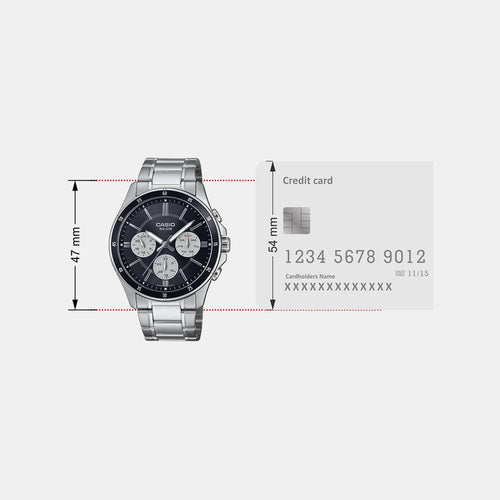Enticer Men Quartz Black Dial Multi-Function Stainless Steel Watch A2345
